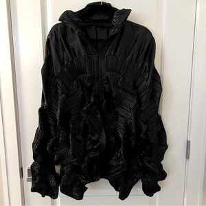 Issey Miyake Pleats Please black metallic jacket
